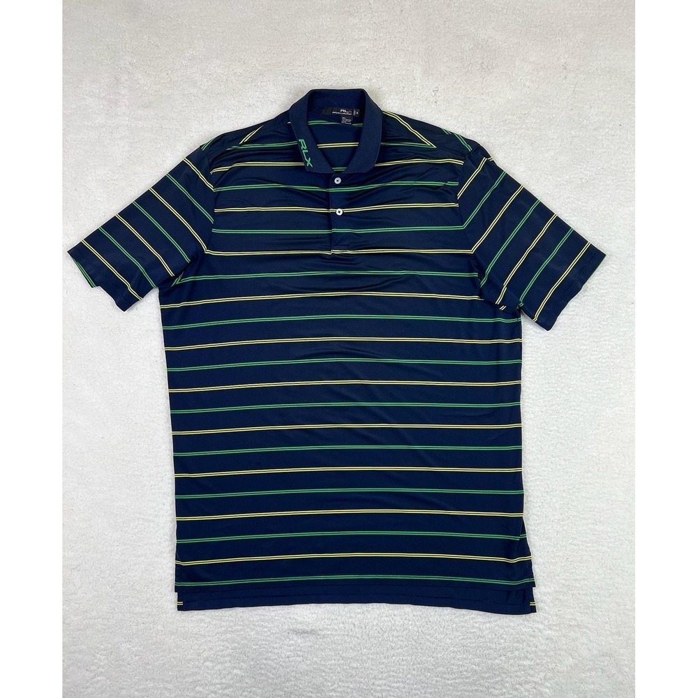 RLX Ralph Lauren Polo Shirt Mens XL‎ Blue Stripe Golf Performance Stretch